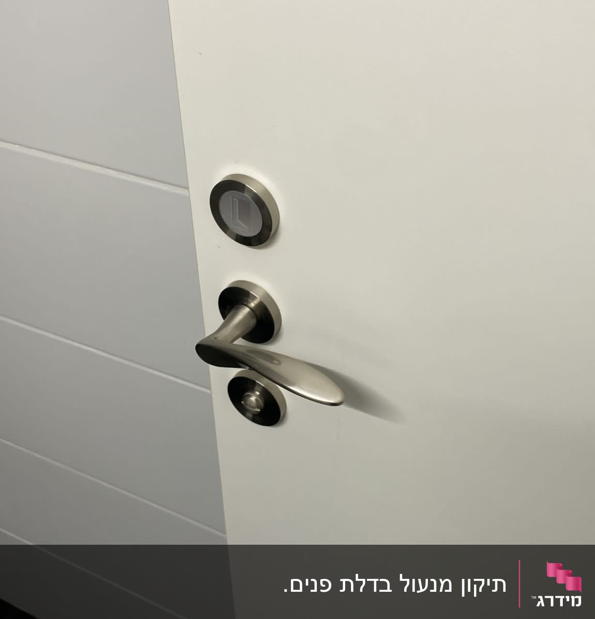 דלת עם ידית ומנעול כסוף